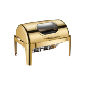 Chafing Dish Rectangular Gold Window Roll Top 9L