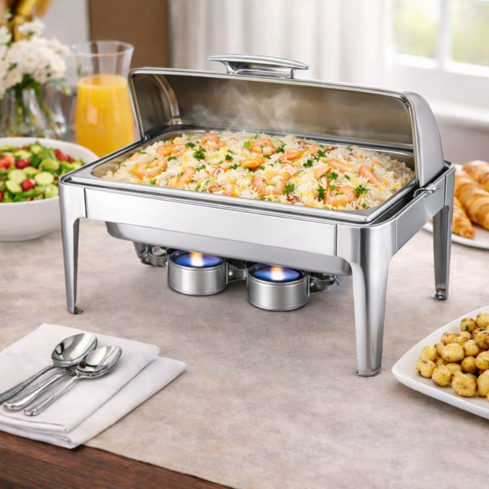 Chafing Dish Stainless Steel Rectangular-Rolltop 9L - Image 3