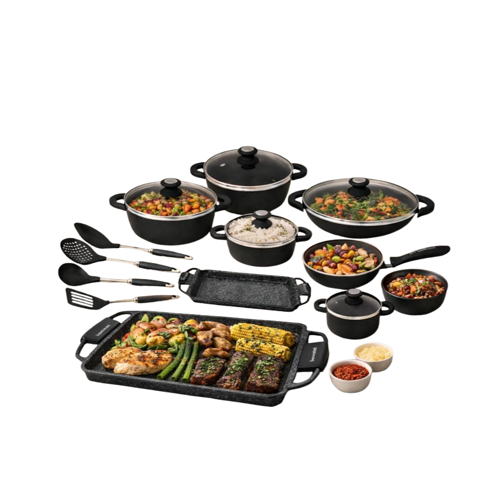 34-Piece Blackrock Cookware Set in Black By Schumann - Image 2