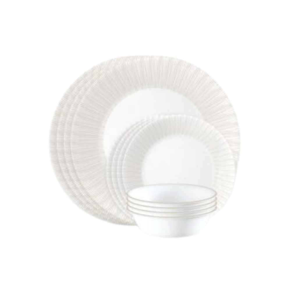 DINNER SET 12PC HUSHED LINES - CORELLE