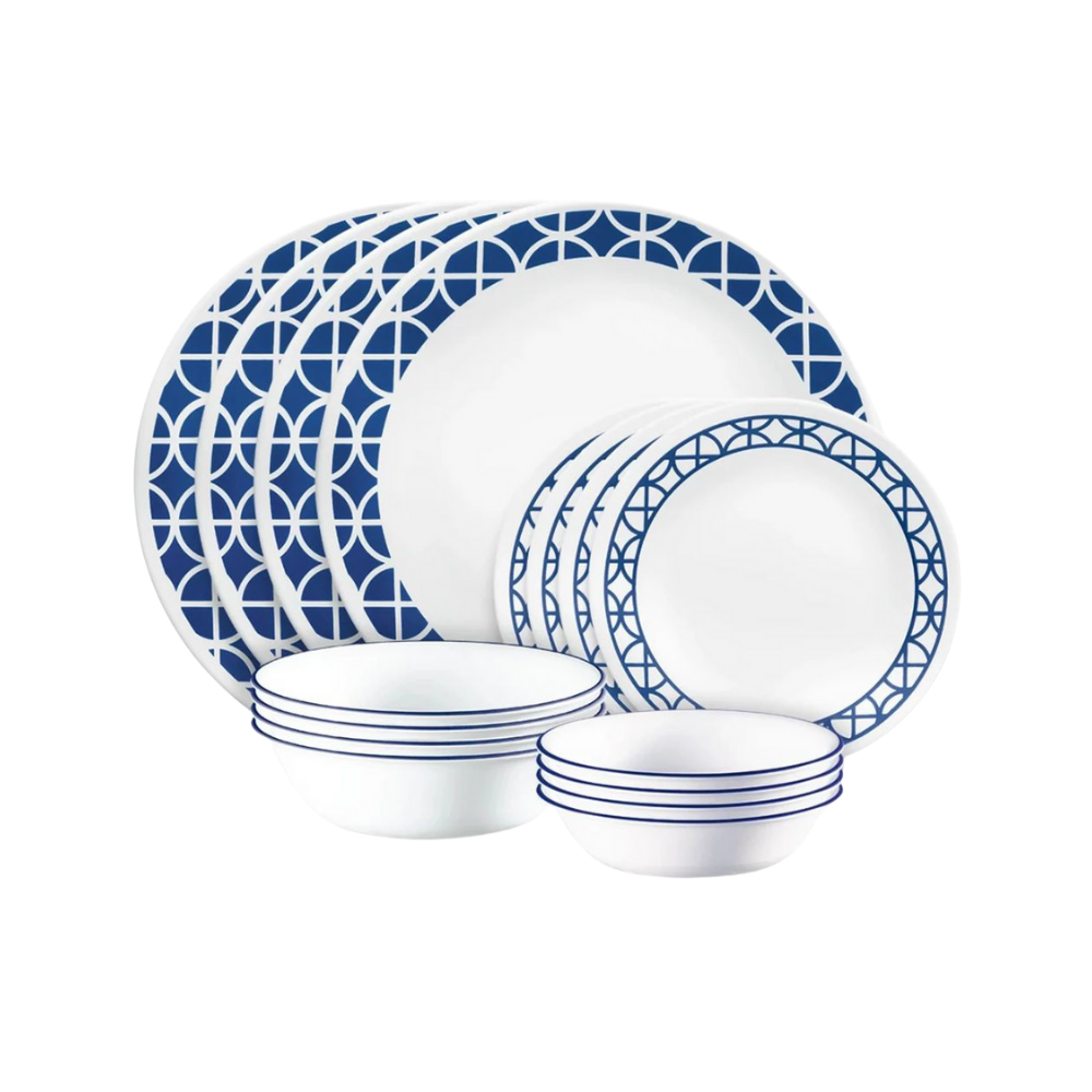 DINNER SET 16PC COBALT CIRCLES - CORELLE