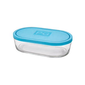 OVAL GLASS CONTAINER WITH LID (SIZE : 20 x 7.5CM) - KAVEH