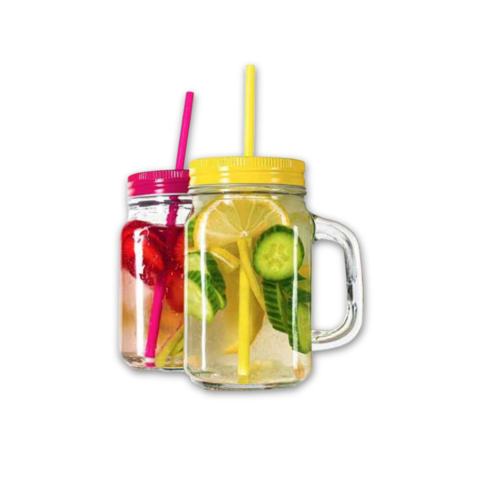 500ml GLASS JAR WITH LID & STRAW - KAVEH - Image 2