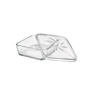SQUARE GLASS CASSEROLE + GLASS LID (Size : 17 x 6cm) - KAVEH