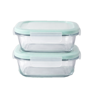 Airtight Microwave Safe Clip Lid Glass Storage Containers (15 x 15 cm) – 2pc set - KAVEH