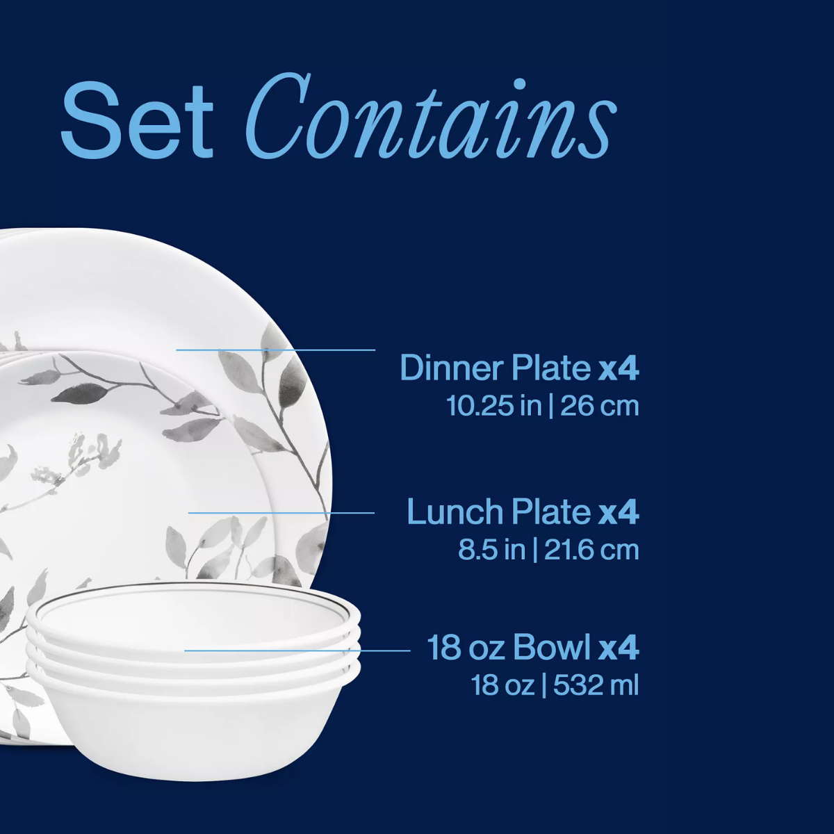 Dinner Set 12pc Misty Leaves Corelle - Image 3